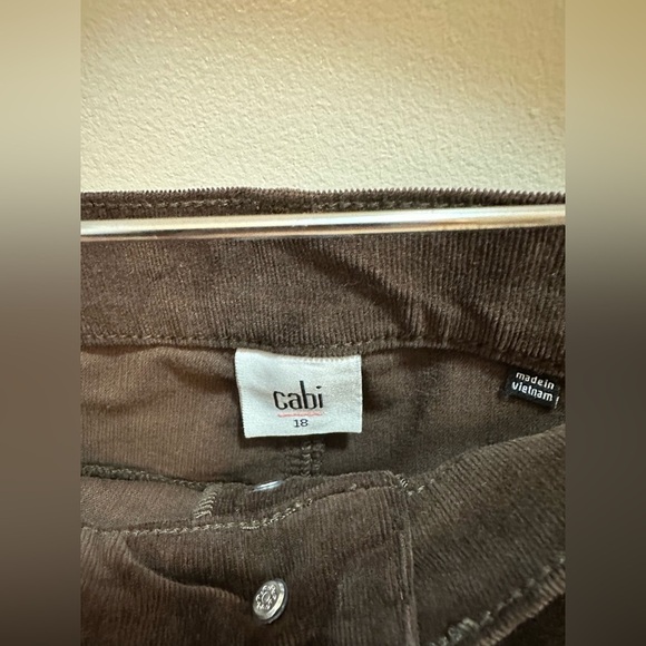 Cabi High Rise Button Fly Skinny Stretch Corduroy Pants 18 in Brown - Picture 3 of 5